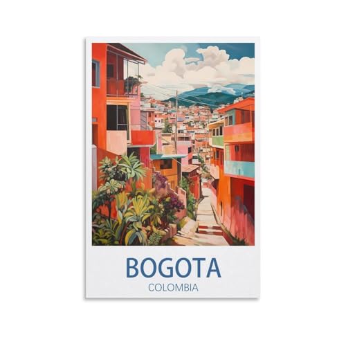 PuPLuM Bogota Vintage-Reiseposter, Kolumbien, Querformat, 50 x 75 cm, Leinwand, Wandkunst, Poster für Wohnzimmer, Dekoration, Gemälde für Heimdekoration von PuPLuM