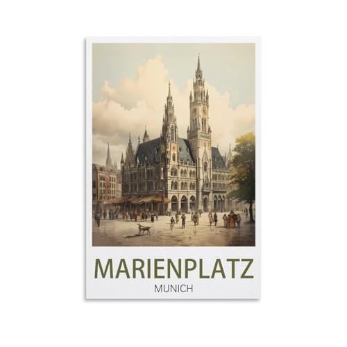 PuPLuM Marienplatz München Vintage-Reiseposter, 30 x 45 cm, Leinwand-Kunst-Poster für Wohnzimmer, Dekoration, Gemälde für Heimdekoration PuPLuM Marienplatz München Vintage-Reiseposter, 30 x 45 cm, Leinwand-Kunst-Poster für Wohnzimmer, Dekoration, Gemälde für Heimdekoration von PuPLuM