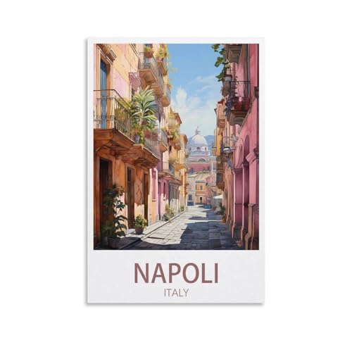 PuPLuM Napoli Italien, Vintage-Reiseposter, Straße, 20 x 30 cm, Leinwand, Wandkunst, Poster für Wohnzimmer, Dekoration, Gemälde für Heimdekoration von PuPLuM