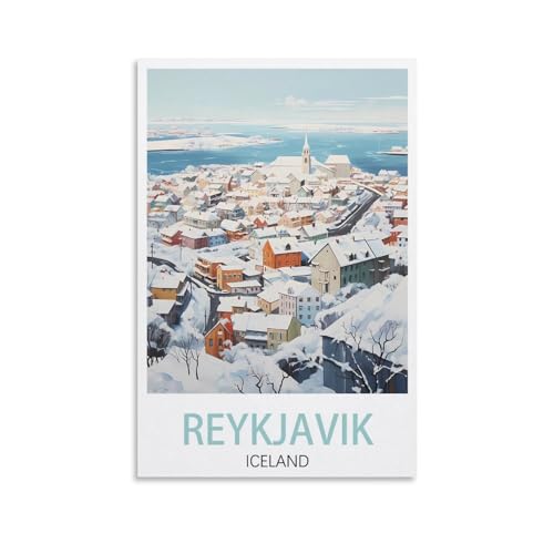 PuPLuM Reykjavik Island-Vintage-Reiseposter, 50 x 75 cm, Leinwand, Wandkunst, Poster für Wohnzimmer, Dekoration, Gemälde für Heimdekoration von PuPLuM