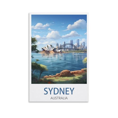 Sydney Australien Vintage-Reiseposter, Landschaft, 30 x 45 cm, Leinwand-Kunst-Poster für Wohnzimmer, Dekoration, Gemälde für Heimdekoration Sydney Australien Vintage-Reiseposter, Landschaft, 30 x 45 cm, Leinwand-Kunst-Poster für Wohnzimmer, Dekoration, Gemälde für Heimdekoration von PuPLuM