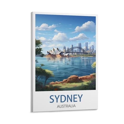 PuPLuM Sydney Australien Vintage-Reiseposter, Landschaft, 40 x 60 cm, Leinwand-Kunst-Poster für Wohnzimmer, Dekoration, Gemälde für Heimdekoration von PuPLuM