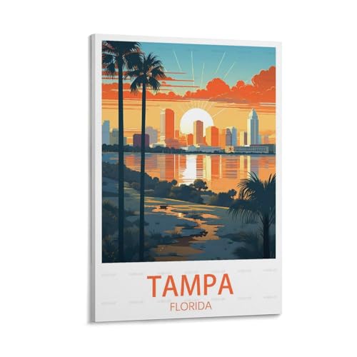 Tampa Florida Vintage-Reiseposter, 40 x 60 cm, Leinwand, Wandkunst, Poster für Wohnzimmer, Dekoration, Gemälde für Heimdekoration Tampa Florida Vintage-Reiseposter, 40 x 60 cm, Leinwand, Wandkunst, Poster für Wohnzimmer, Dekoration, Gemälde für Heimdekoration von PuPLuM
