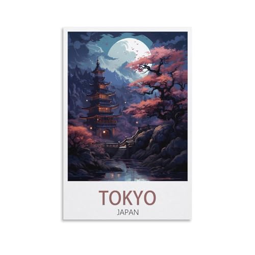 Vintage-Reiseposter "Tokio, Japan", Landschaft, 20 x 30 cm, Leinwand, Wandkunst, Poster für Wohnzimmer, Dekoration, Gemälde für Heimdekoration von PuPLuM