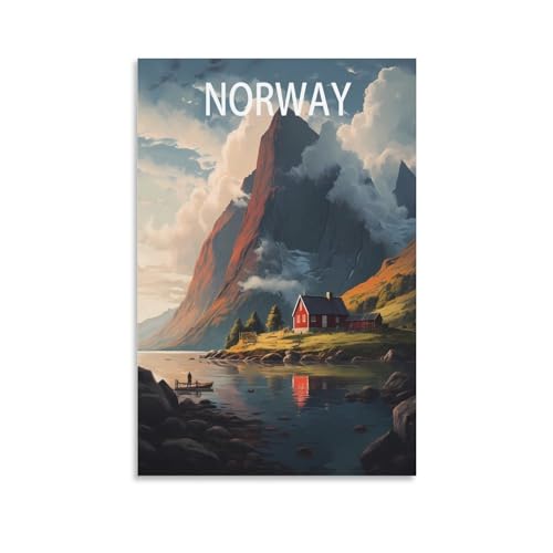 Wandkunst-Poster mit Norwegen, Berg, Vintage, Landschaft, 50 x 75 cm, Leinwand, Wandkunst, Poster für Wohnzimmer, Dekoration, Gemälde für Heimdekoration Wandkunst-Poster mit Norwegen, Berg, Vintage, Landschaft, 50 x 75 cm, Leinwand, Wandkunst, Poster für Wohnzimmer, Dekoration, Gemälde für Heimdekoration von PuPLuM