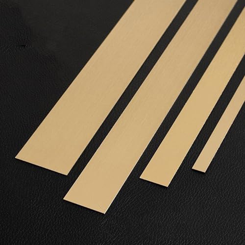 3 Meter selbstklebende Metallleiste Metallverkleidung flexible Edelstahl-Wandleiste Abziehen und Aufkleben, Zierleiste Wandleiste für Decke, Spiegelr(Size:Width 1.5cm/0.6inch ,,Color:Gebürstetes Gold) von PuPLum