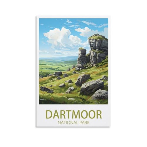 Dartmoor Nationalpark Vintage Reiseposter Landschaft 30 x 45 cm Wandkunstdruck Leinwand Kunst Poster Moderne Familie Schlafzimmer Dekor Poster Dartmoor Nationalpark Vintage Reiseposter Landschaft 30 x 45 cm Wandkunstdruck Leinwand Kunst Poster Moderne Familie Schlafzimmer Dekor Poster von PuPLum
