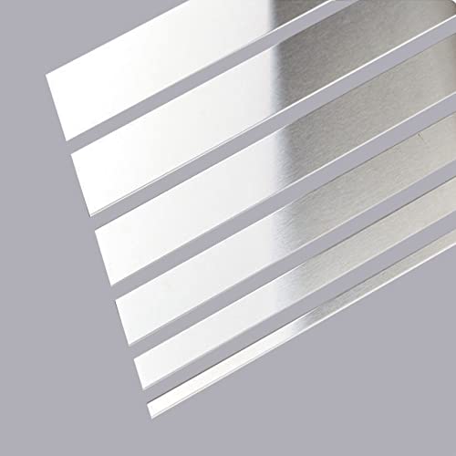 PuPLum 3 Meter Edelstahl-Wandleiste Metallleiste Selbstklebende Zierleiste Wandleiste Flexible Wandverkleidung für Decke, Spiegelrahmen und mehr (Size:Width 10cm/3.93inch,Color:Brushed Silver) von PuPLum
