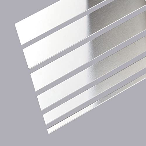 PuPLum 3 Meter Edelstahl-Wandleiste Metallleiste Selbstklebende Zierleiste Wandleiste Flexible Wandverkleidung für Decke, Spiegelrahmen und mehr (Size:Width 1cm/0.4inch,Color:Brushed Silver) von PuPLum