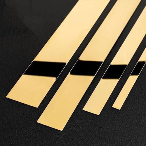PuPLum 3 Meter Selbstklebende Metallleiste Metallverkleidung Flexible Edelstahl-Wandleiste Abziehen und Aufkleben, Zierleiste Wandleiste für Decke, SPI(Size:Width 3cm/1.2inch,Color:Glänzendes Gold) von PuPLum