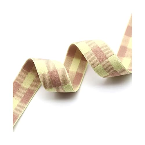 ​​1 Meter 25 mm Camouflage-Gummiband mit Streifen für Hosenbund, Kleidungsdekor,Gelbes Gitter,25 mm von Puasny