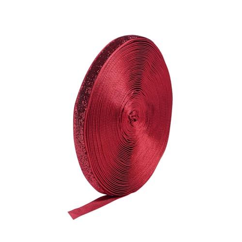 10 mm glitzerndes Samtband, nicht elastisch, einseitig, für Haarbandclips, Schleifendekoration, DIY-Bastelarbeiten,Rot,10 Yards von Puasny
