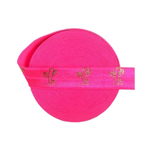 15 mm Gold Lotus Foliendruck Faltgummiband für Stirnband-Nähbesatz, Kleiderdekor,Kaktus-Stil F,5 Yards von Puasny