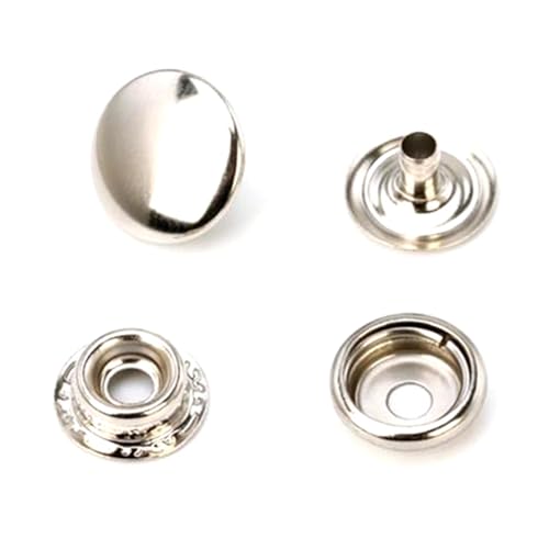 ​​25 Sets Metall-Druckknöpfe 10–20 mm für Ledertaschen, Kleidung, Jacken, Reparatur, DIY,Silber,17 mm von Puasny