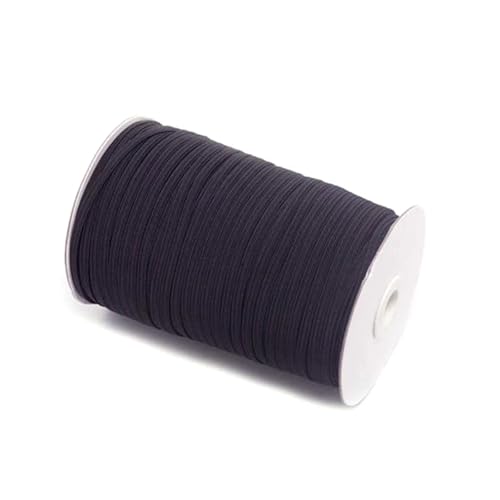 ​​3 mm bis 12 mm Gummiband, weiß und schwarz, flaches Stretchseil für Hosenbund, Nähen, Heimwerken​​,Schwarz,3 mm - 5 Meter von Puasny