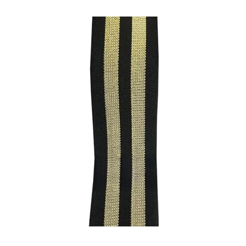 40/50 mm goldenes und silbernes Gummiband für Kleiderbund, dehnbares Gurtband, Schultergurt, DIY-Nähzubehör,Schwarzes Gold,50 mm - 10 Meter von Puasny