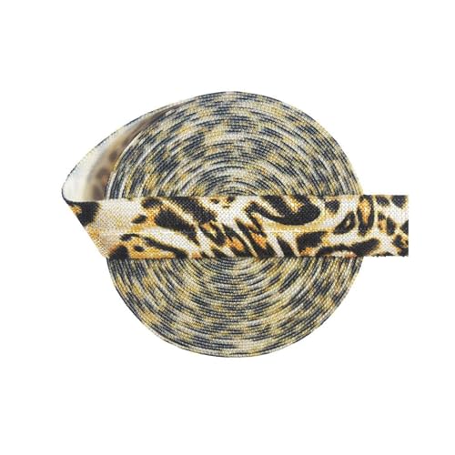 5/10 Yards 15 mm Leopardenmuster-Umschlaggummiband für Stirnband-Nähbesatz,Stil 1,10 Yards von Puasny