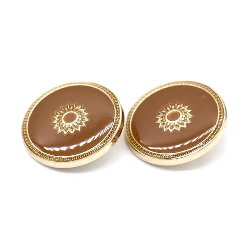 6 Stück goldfarbene Metallknöpfe mit Ösen, 18–25 mm, für Damenanzugjacken,Braun,23 mm von Puasny