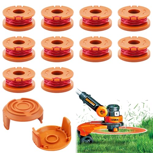 10 Stück Rasentrimmer Spule, Trimmer Spulenmodell WA0010 WA0004 WA0004.1, Ø 1,65mm, 3m Länge, für Alle Trimmer mit 20V, 10 Ersatzspulen und 2 Trimmerspulenabdeckung 10 Stück Rasentrimmer Spule, Trimmer Spulenmodell WA0010 WA0004 WA0004.1, Ø 1,65mm, 3m Länge, für Alle Trimmer mit 20V, 10 Ersatzspulen und 2 Trimmerspulenabdeckung von Puasok