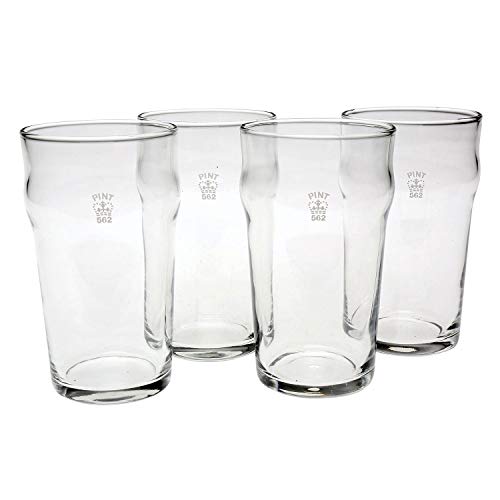 Nonic Ein-Pint-Glas, gestempelt, 4 Stück von Pub Paraphernalia