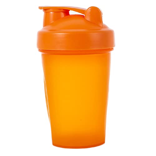 Proteinshake Flasche 400 ml mit Metallmischkugel Auslaufsichere Kappe mit Shaker-Bechern für Proteinergänzung Fitness Training Partner Pulver-Mixer (Orange) von Pubiao