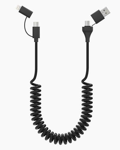 USB & C auf Lightning und USB C Spiralkabel 2 in 1 für Apple Carplay und Auto - MFi Zertifiziert 60W Schnellladen Datenübertragung Kurz Spiral Ladekabel für iPhone 15 14, Android Telefon, iPad, Laptop von Pubiohs
