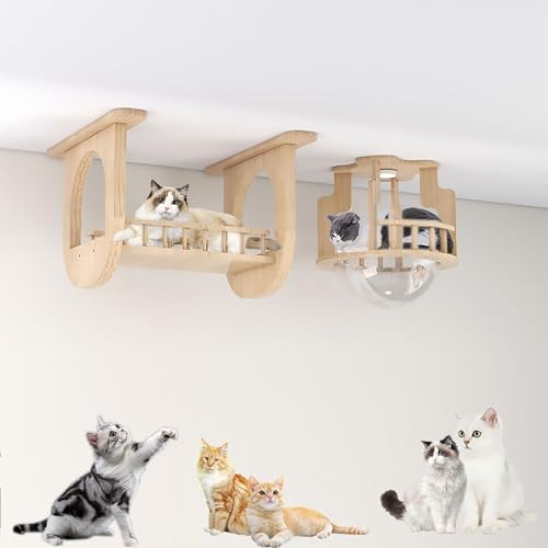 An der Wand Montierte Katzenwandparkour, Katzen-Klettergerüst, Decken-/Wand-Kombinationsset, Platzsparend, Selbstgemacht und Einfach zu Montieren(Size:Style6) von Pucaru