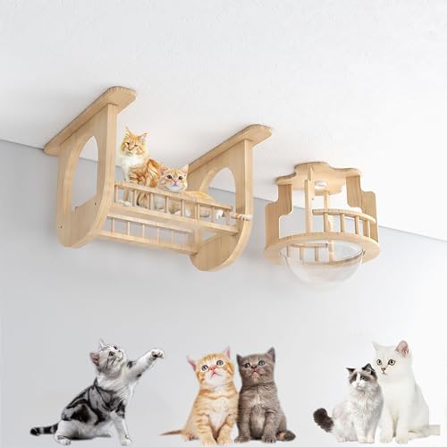 An der Wand Montierte Katzenwandparkour, Katzen-Klettergerüst, Decken-/Wand-Kombinationsset, Platzsparend, Selbstgemacht und Einfach zu Montieren(Size:Style7) von Pucaru