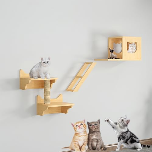 Katzen Wandmöbel für den Innenbereich, Katze Wandelement, Wandregale für Katzen aus Massivholz, Wandstufen für Katzen, Katzennest, Kratzbaum(Size:Style3) von Pucaru