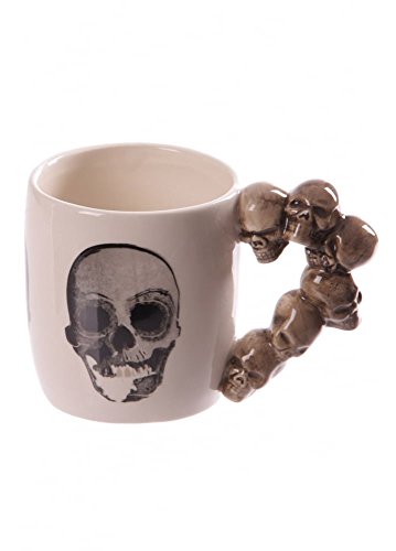 Puckator Stapel Totenkopf geformter Henkel Tasse aus Dolomit-Keramik von Puckator