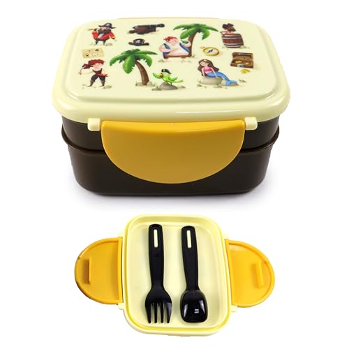 Bento-Lunchbox mit Besteck und Clipverschluss - Piraten - Jolly Rogers von Puckator