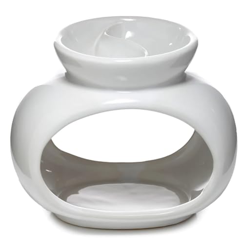 Eden - Duftlampen - Aromatherapie - Eden weisse ovalförmige Doppelschale Duftlampe für Wachs und Öl aus Keramik von Puckator