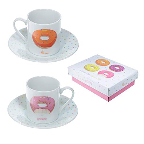 Fast Food Donut Design Espresso Tasse mit Untertasse 2er-Set Fast Food Donut Design Espresso Tasse mit Untertasse 2er-Set von Puckator
