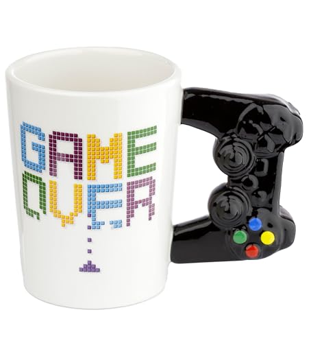 Puckator GAME OVER Gamecontroller geformter Henkel Tasse aus Dolomit-Keramik von Puckator