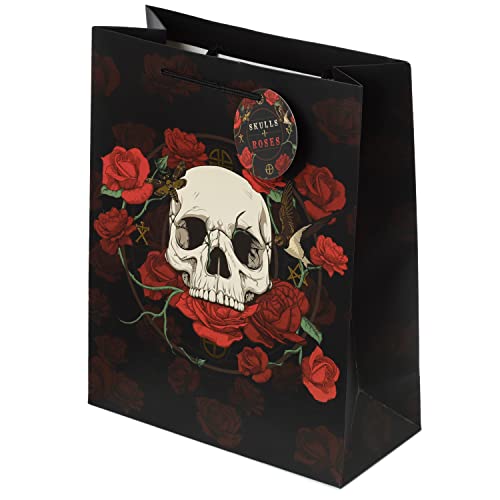 Geschenktüte - Schädel und Rosen - rote Rosen - L von Puckator