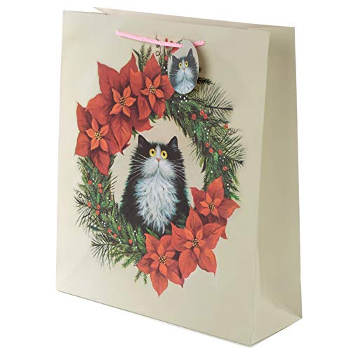 Kim Haskins Cat Christmas Wreath Extra Large Gift Bag XGBAG71X von Puckator