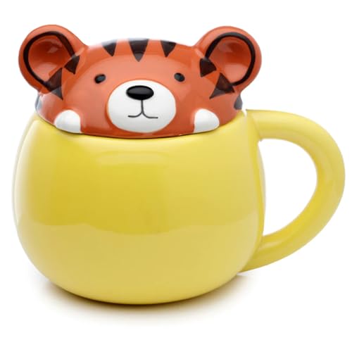 Puckator Adoramals Tiger piepsender Tier-Deckel Tasse aus Dolomit-Keramik von Puckator