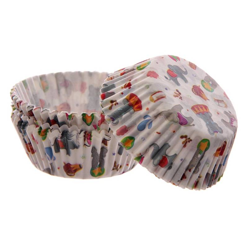 Puckator Backform 72 Mini-Muffin-Förmchen ZIRKUS - Papierbackförmchen von Puckator