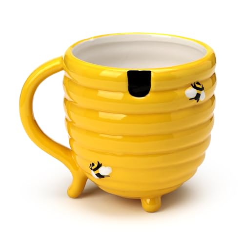 Puckator Beehive kopfüber Keramik-Tasse in Form eines Tee- und Kaffeebechers – lustige Wohnaccessoires – niedliche Geschenke für Freundin – große Tassen für Männer und Frauen – niedliche Tassen von Puckator