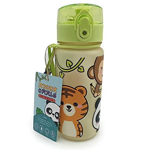 Puckator Trinkflasche für Kinder, bruchsicher, mit Schnappverschluss, 350 ml, Wildtiere, Süßtiere von Puckator