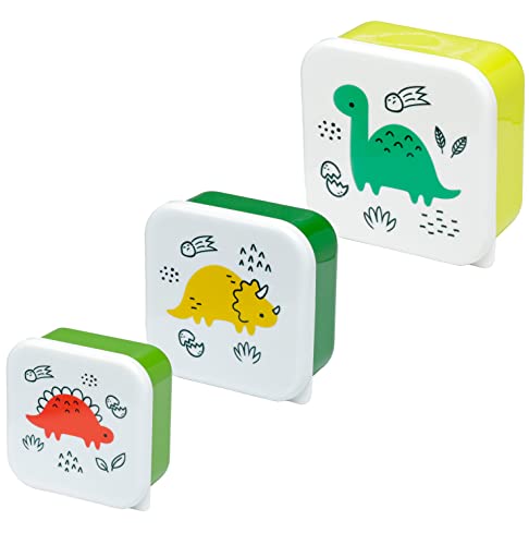 Puckator Dinosauria Jr Set mit 3 Lunchboxen, Snack-Aufbewahrung, S/M/L – Lunchbox mit mehreren Fächern – kleine Lebensmittelbehälter – Lunchbox für Erwachsene und Kinder – Lunchbox für Mädchen und von Puckator