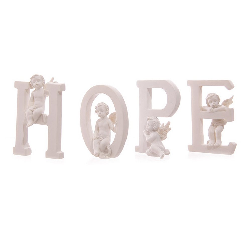 Puckator Engelfigur Schriftzug HOPE mit Engeln aus Resin - Weihnachtsengel - Schutzengel (4 St), Höhe von 6,5-7,5 cm von Puckator