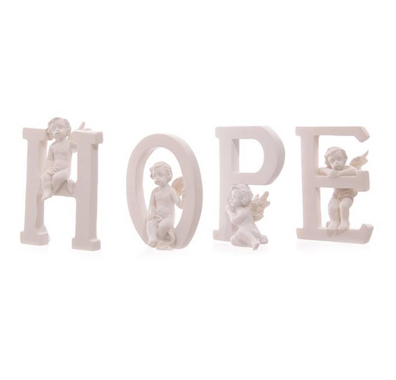 Puckator Engelfigur Schriftzug HOPE mit Engeln aus Resin - Weihnachtsengel - Schutzengel (4 St), Höhe von 6,5-7,5 cm von Puckator