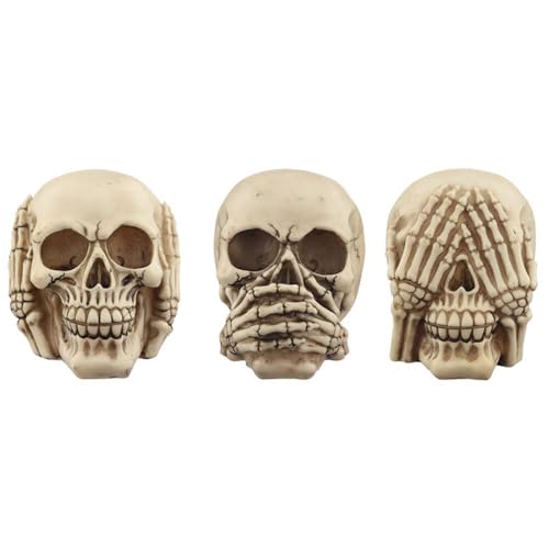 Puckator Set mit 3 Totenköpfen Hear No Speak No See No See – Home Living Room Decoration – Geschenke für Männer Frauen von Puckator