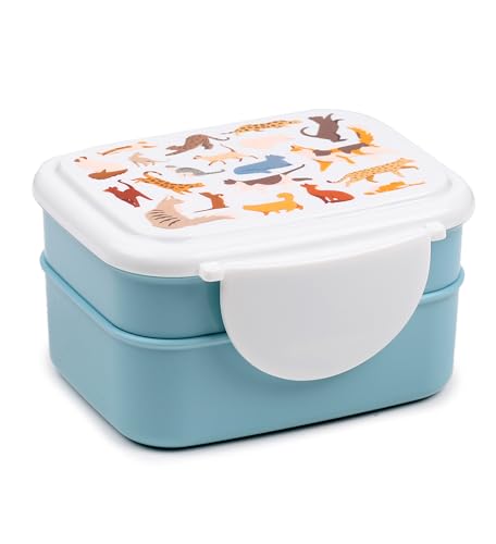 Puckator Feline Fine Katzen Clip-Verschluss Stapelbare Bento Lunch Box mit Besteck von Puckator