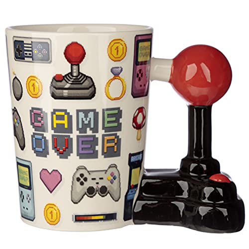 Puckator Game Over Joystick geformter Henkel Tasse aus Dolomit-Keramik von Puckator