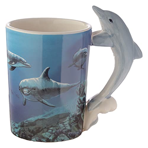 Puckator Tasse Delfin Unterwasserwelt geformter Henkel Tasse aus Dolomit-Keramik von Puckator