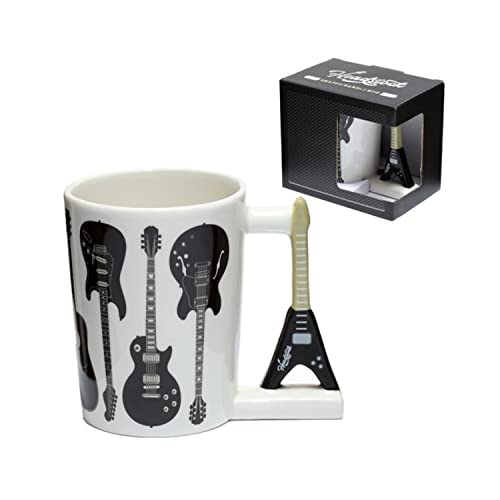 Puckator Keramik-Kaffeetasse in Gitarrenform, lebensmittelecht, dekorative Geschenk-Box, Zuhause, Küche, Büro, Tee, Kaffee, heiße Schokolade von Puckator