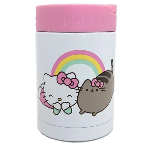 Puckator LPOT24A Hello Kitty & Pusheen die Katze, wiederverwendbar, Edelstahl, wärmeisoliert, Lunch-Topf/Snack-Topf, 500 ml von Puckator