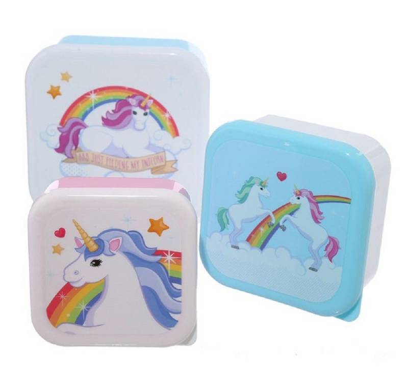 Puckator Lunchbox Enchanted Rainbow Regenbogen Einhorn Lunchboxen Brotdosen 3er Set, (3-tlg), Ideal als Geschenk von Puckator